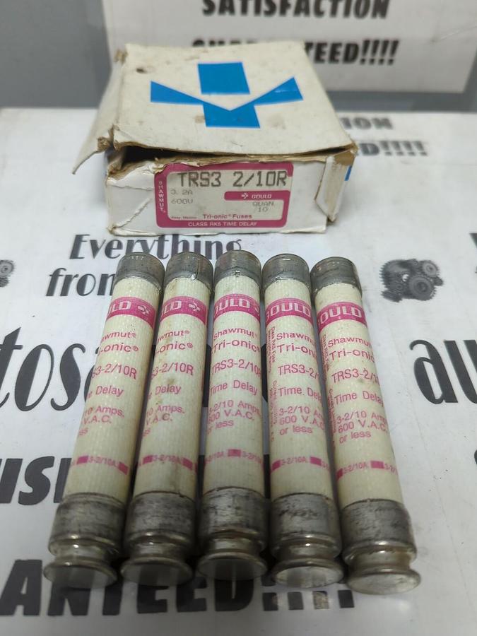 GOULD SHAWMUT,TRS3-2/10R,TRI-ONIC 3-2/10 AMP FUSES BOX OF 5 NOS