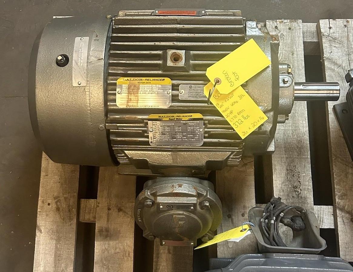 Used BALDOR,X256T,SUPER-E MOTOR 20HP 460V 1770RPM 3PH X256T FRAME BROKEN FOOT