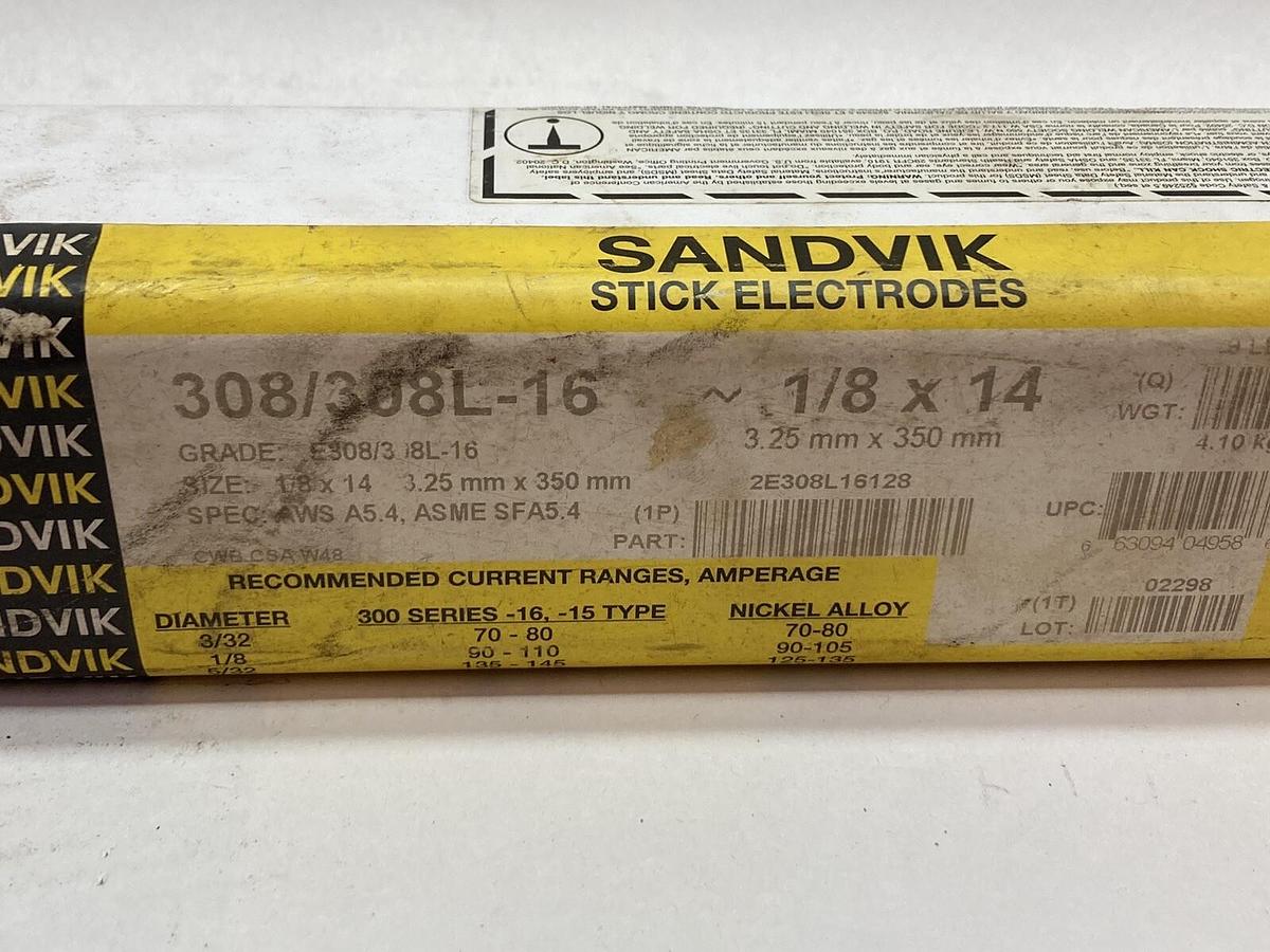 Used Sandvik,308/308L-16~1/8x14,Stainless Steel Electrode 2E308L16128