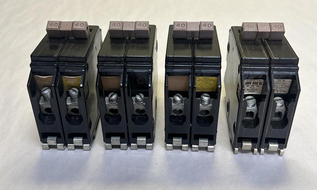 Used CUTLER-HAMMER,CH240,CIRCUIT BREAKER 40A 120/240V 2P LOT OF 4