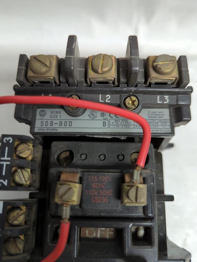 Used ALLEN BRADLEY,509-B0D,MOTOR STARTER SERIES B SIZE 1 PRE-OWNED