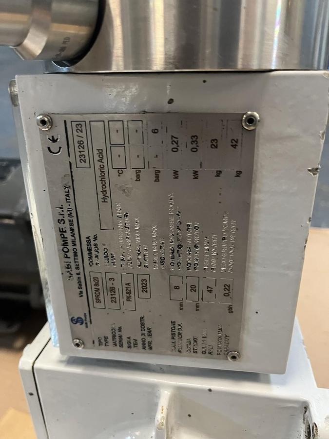 Used SABI POMPE,SPRDM8X20,CHEMICAL METERING PUMP W/ EXPLOSION PROOF MOTOR