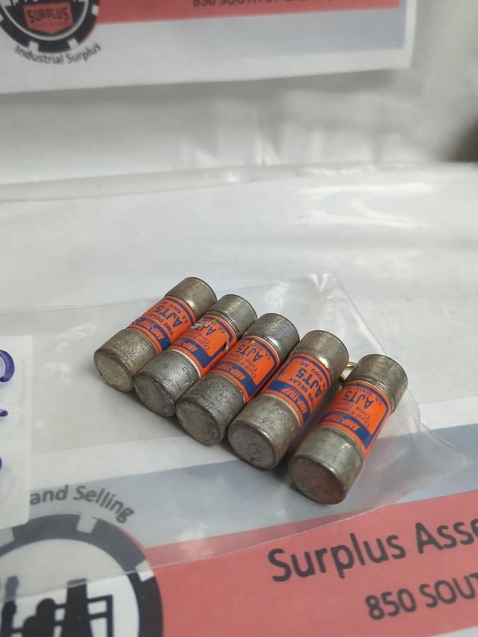 Used GOULD SHAWMUT,AJT-5,AMP-TRAP 5 AMP FUSE LOT OF 5 PRE-OWNED