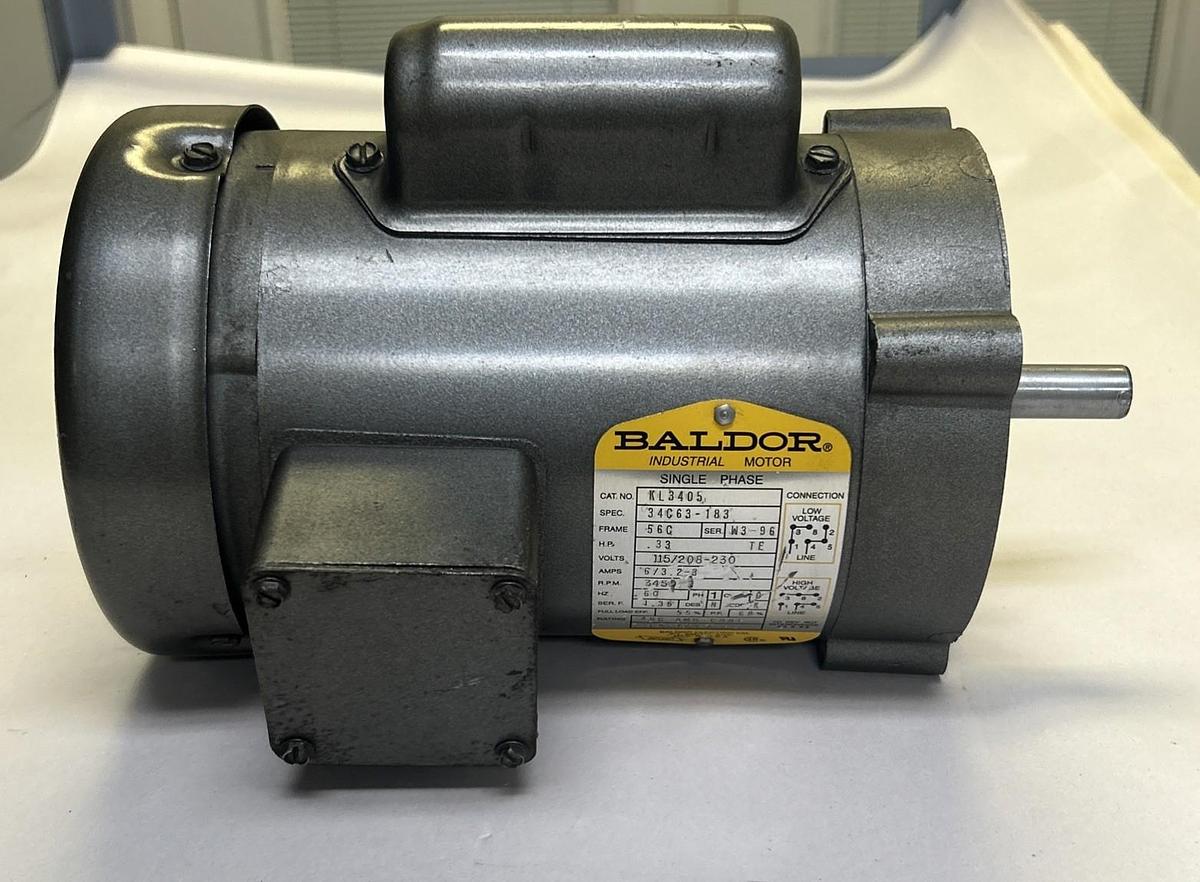 Used BALDOR,KL3405,INDUSTRIAL MOTOR 56C FRAME .33HP 115/208-230V 3450RPM