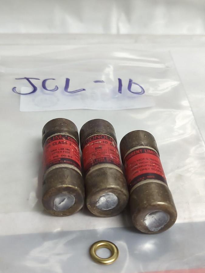 Used ECONOMY,JCL-10,CLASSJ FUSE 10 AMP LOT OF 3 PRE-OWNED