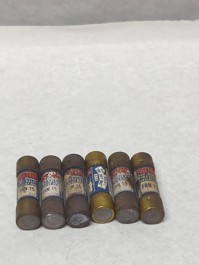 Used COOPER BUSSMANN,FRN-15,FUSETRON 15 AMP FUSE LOT OF 6 PRE-OWNED