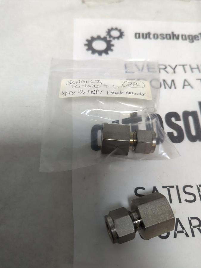 SWAGELOK,SS-600-7-6,3/8TX3/8FNPT FEMALE CONNECTOR LOT OF 2 NOS