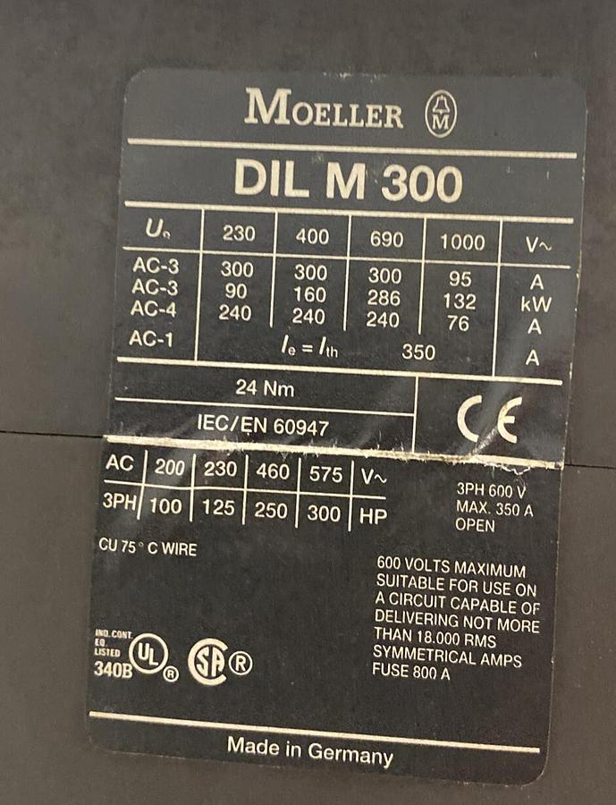 Used MOELLER,DILM300,CONTACTOR