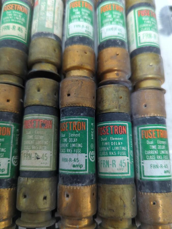 COOPER BUSSMANN,FRN-R-45,FUSETRON 45 AMP FUSES LOT OF 12 NOS