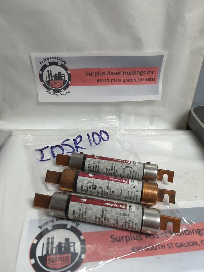 Used LITTELFUSE,IDSR100,INDICATOR FUSE 100 AMP LOT OF 3 PRE-OWNED