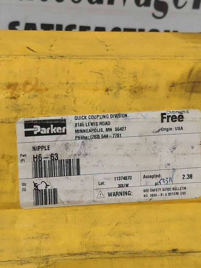 PARKER,H6-63,COUPLER NIPPLE LOT OF 2 NOS