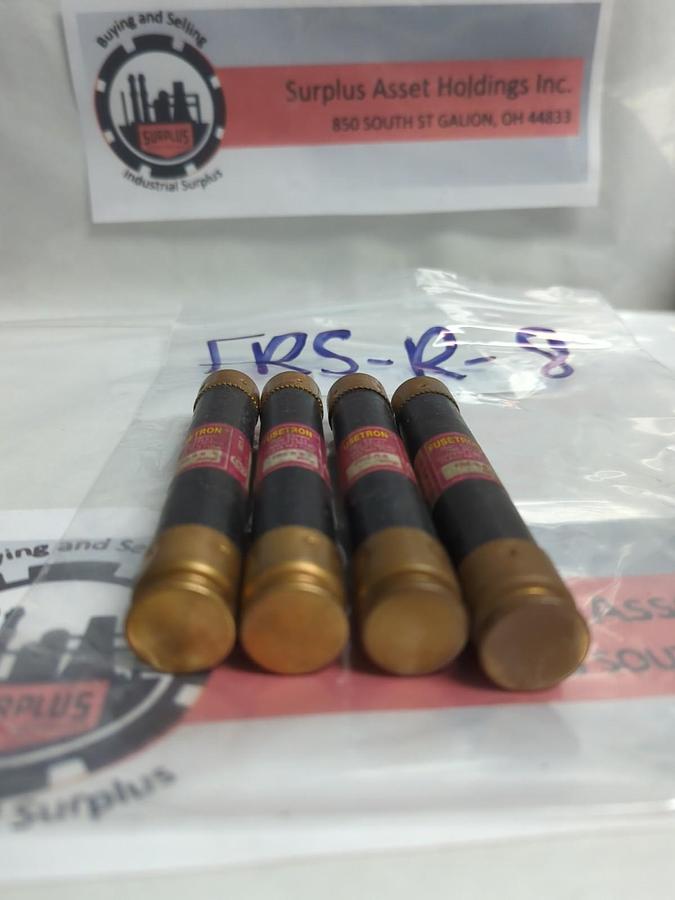 Used COOPER BUSSMANN,FRS-R-8,FUSETRON 8 AMP FUSE LOT OF 4 PRE-OWNED