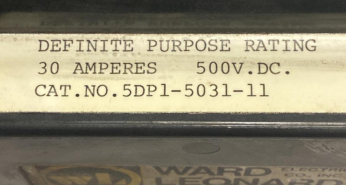 Used WARD LEONARD,5DP1-5031-11,DEFINITE PURPOSE CONTACTOR 30A 110VAC 3 POLE