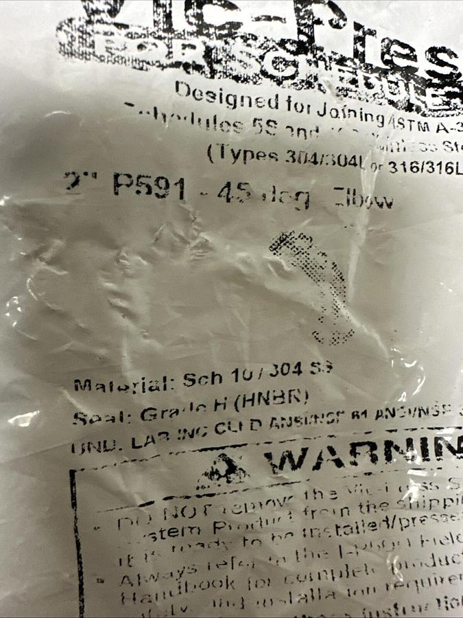 Used Vic-Press,P591,2" 45 Deg Elbow Sch 10/304SS