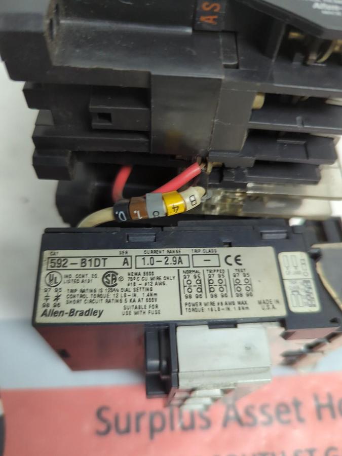 Used ALLEN BRADLEY,500-T-OD94,REVERSING STARTER SIZE 00 WITH 592-B1DT OVERLOAD RELAY