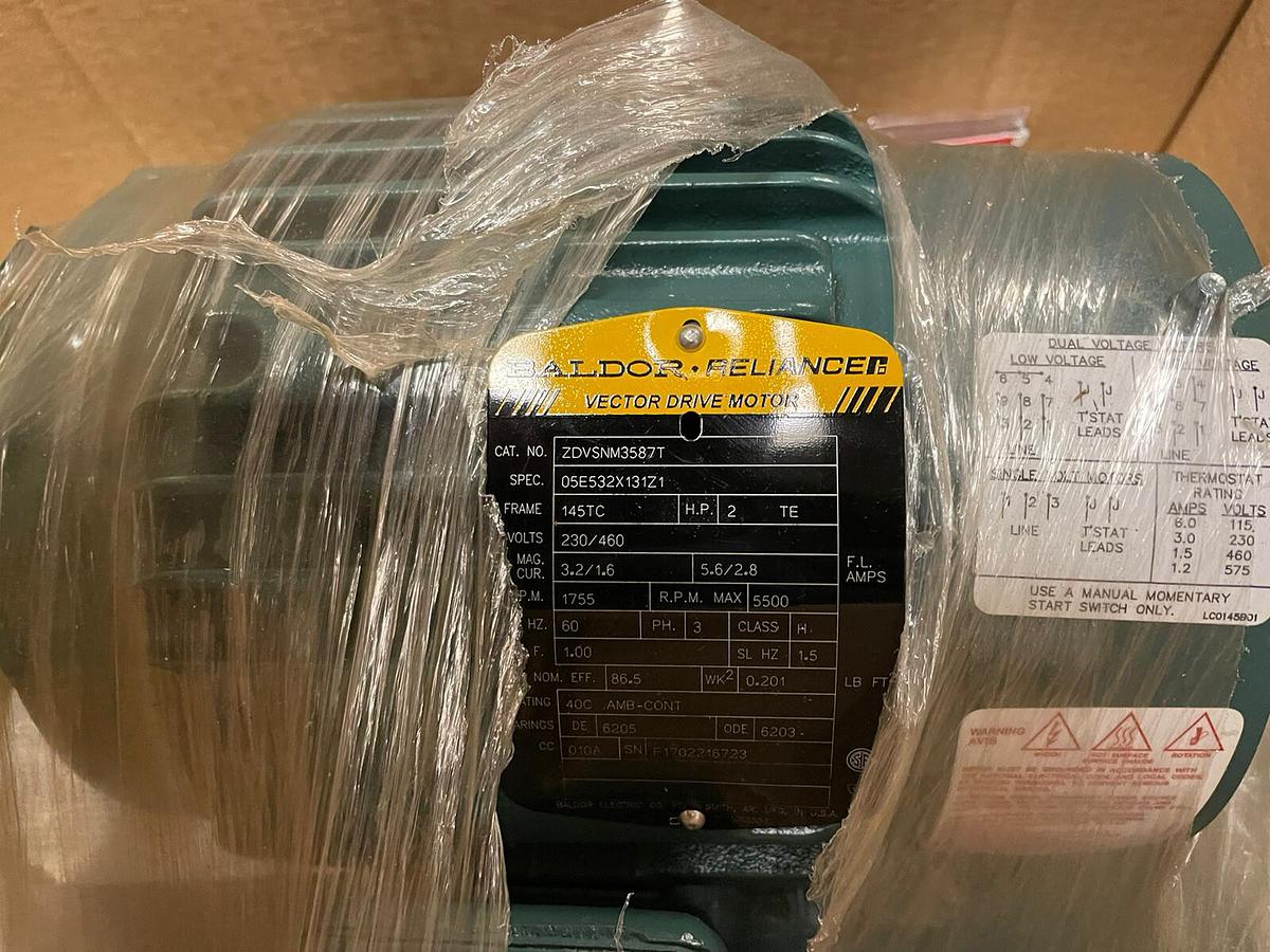 Used BALDOR,ZDVSNM3587,2HP VICTOR DRIVE MOTOR 1755RPM 230/460V 145TC