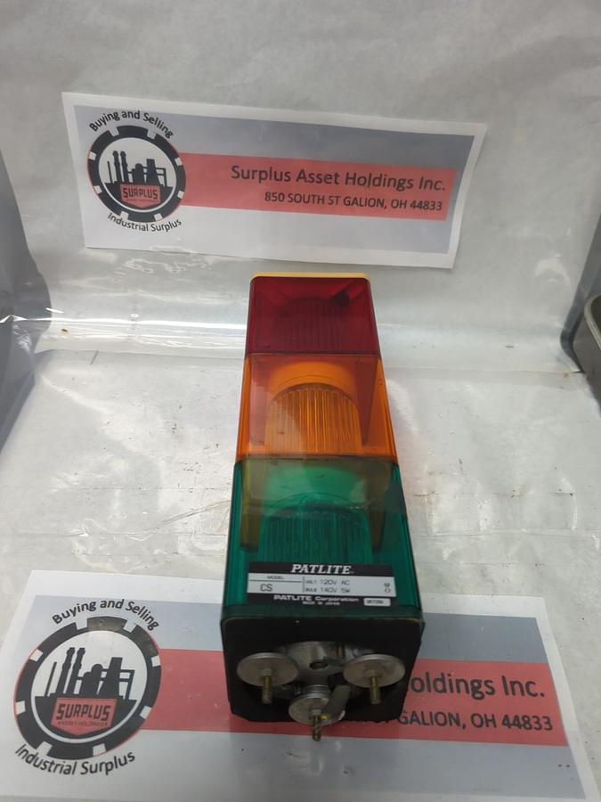 Used PATLITE,CS,SIGNAL LIGHT TOWER RED/AMBER/GREEN V-120VAC BULB-140V 5W PRE-OWNED