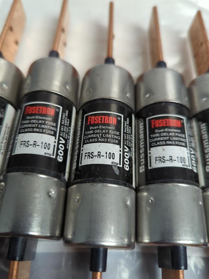 COOPER BUSSMANN,FRS-R-100,FUSETRON 100 AMP FUSE LOT OF 7 NOS