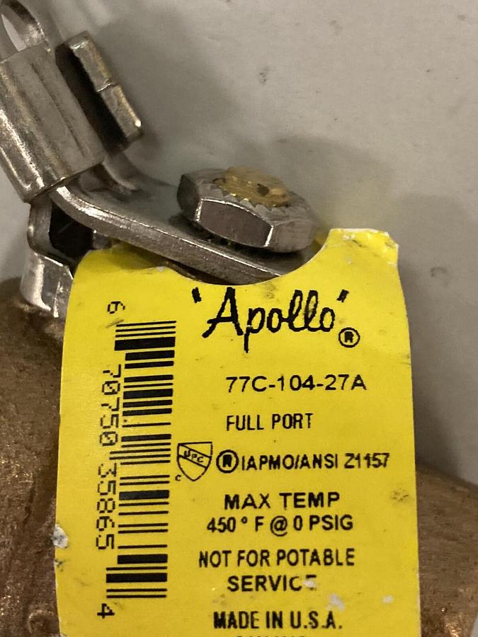 Apollo,77C-108-27A,1 INCH Bronze Ball Valve Full Port 2-Way