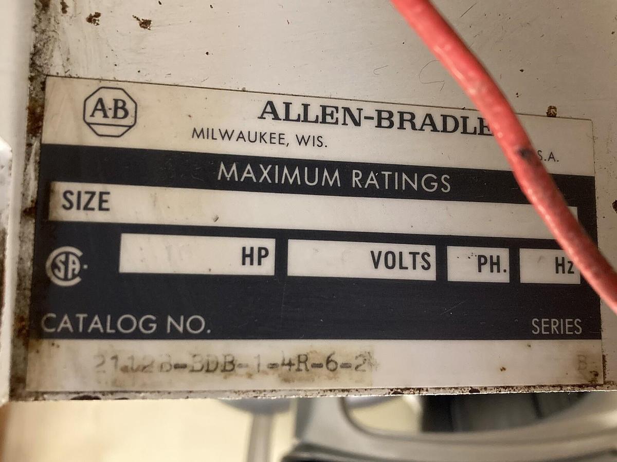 Used Allen-Bradley,Size 1,12 INCH MCC Starter Bucket 10 HP 480V 3 Phase