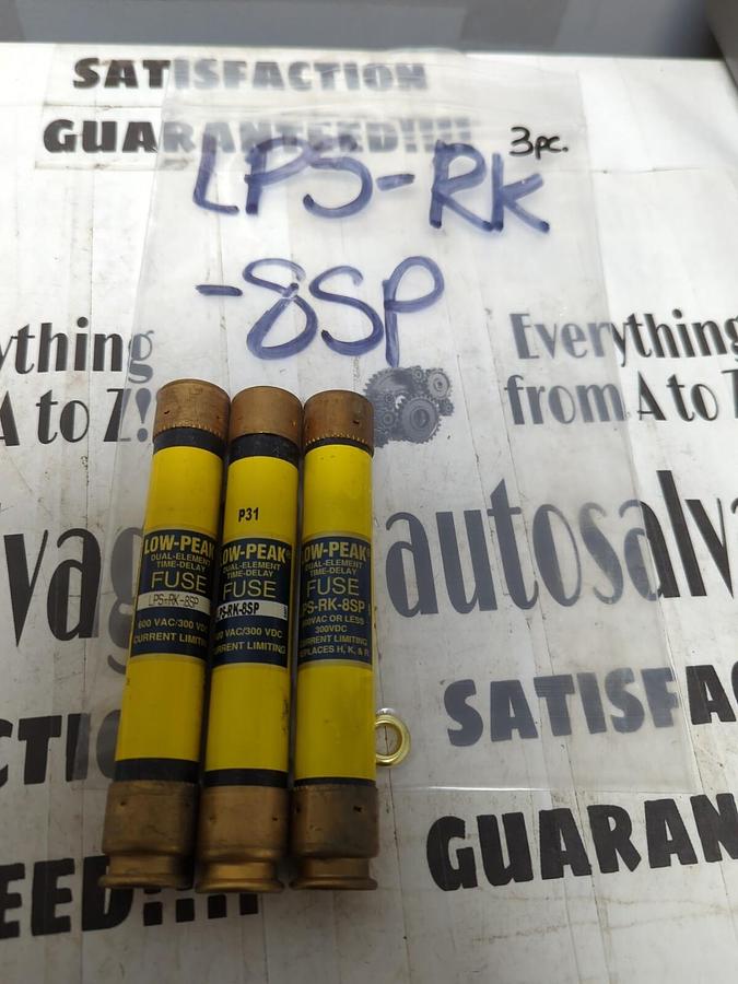 COOPER BUSSMANN,LPS-RK-8SP,LOW-PEAK FUSES LOT OF 3 NOS