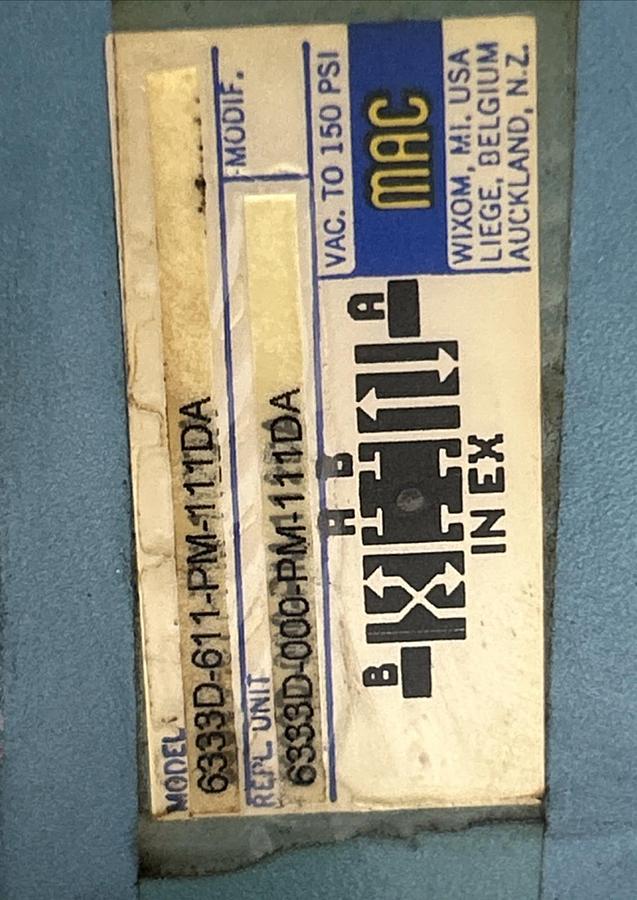 Used MAC VALVES,6333D-611-PM-111DA,SOLENOID VALVE