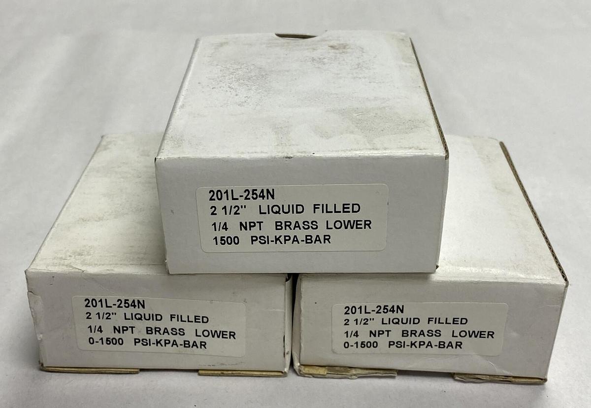 Pressure Gauge,201L-254N,1/4' INCH NPT 2-1/2 INCH Lot Of 3 NOS