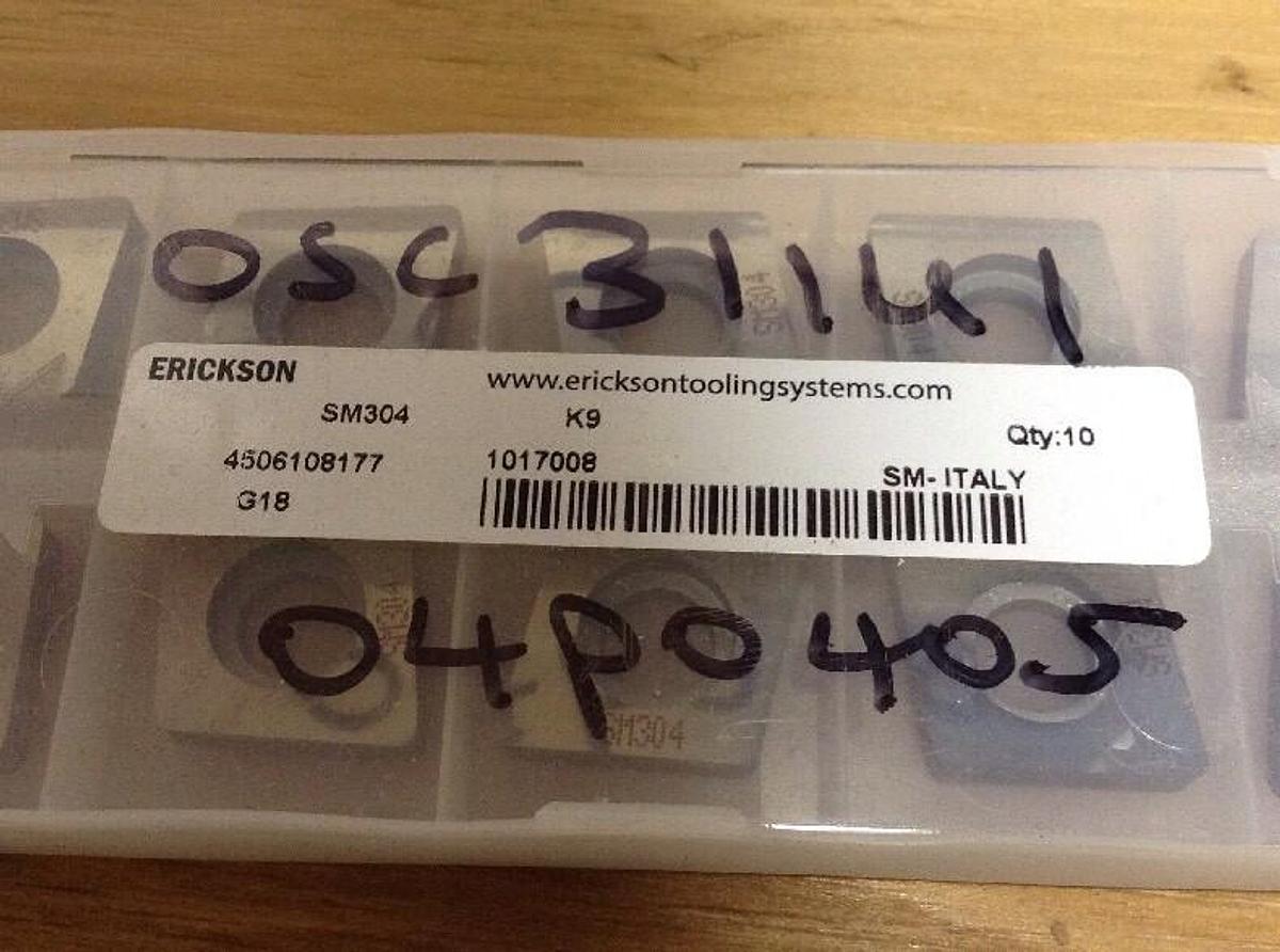 Erickson,SM304,Carbide Inserts Grade K9