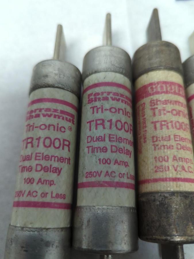 Used FERRAZ SHAWMUT,TR100R,TRI-ONIC 100 AMP FUSE LOT OF 6 PRE-OWNED