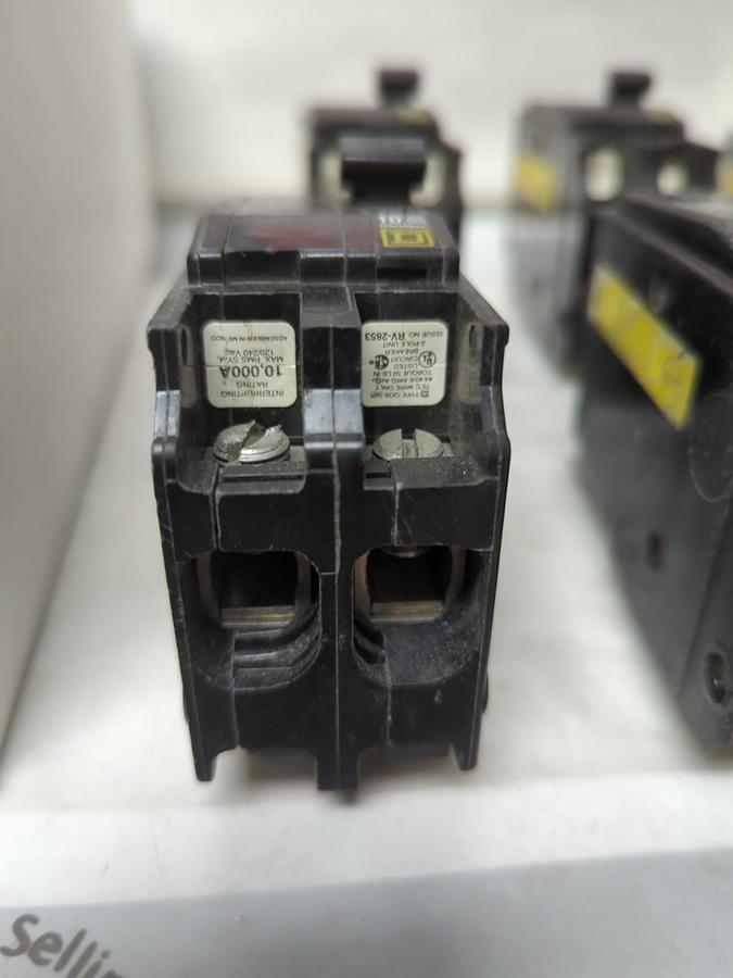 Used SQUARE D,QOB2100,CIRCUIT BREAKER 100 AMP 2-POLE LOT OF 6 PRE-OWNED