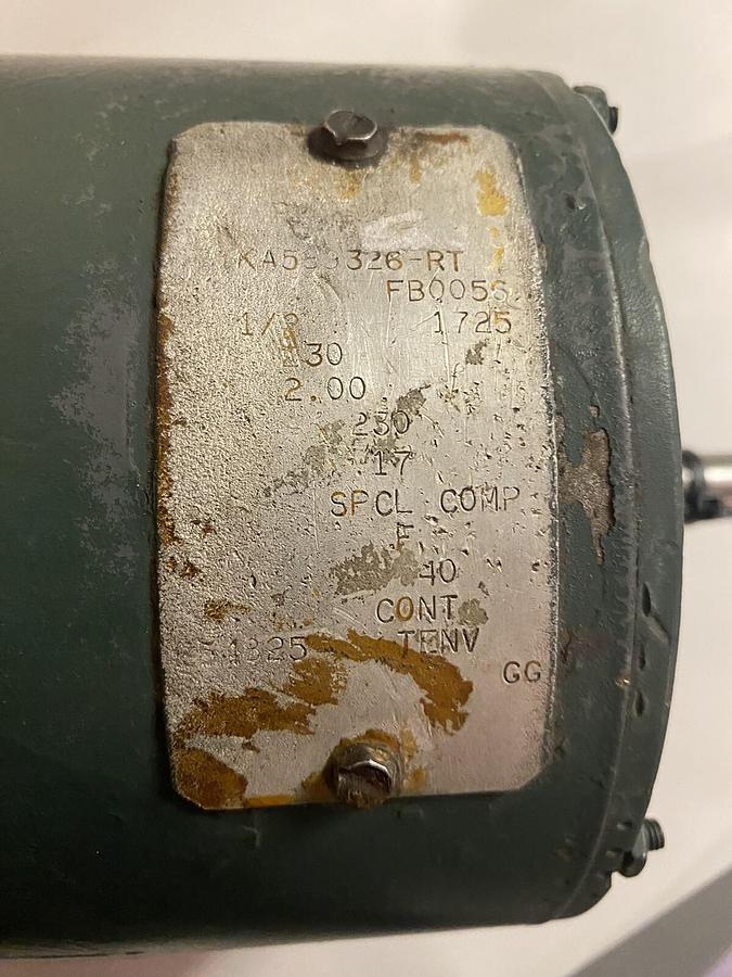 Used RELIANCE,FB0056, 1/2HP MOTOR 1725RPM 230V