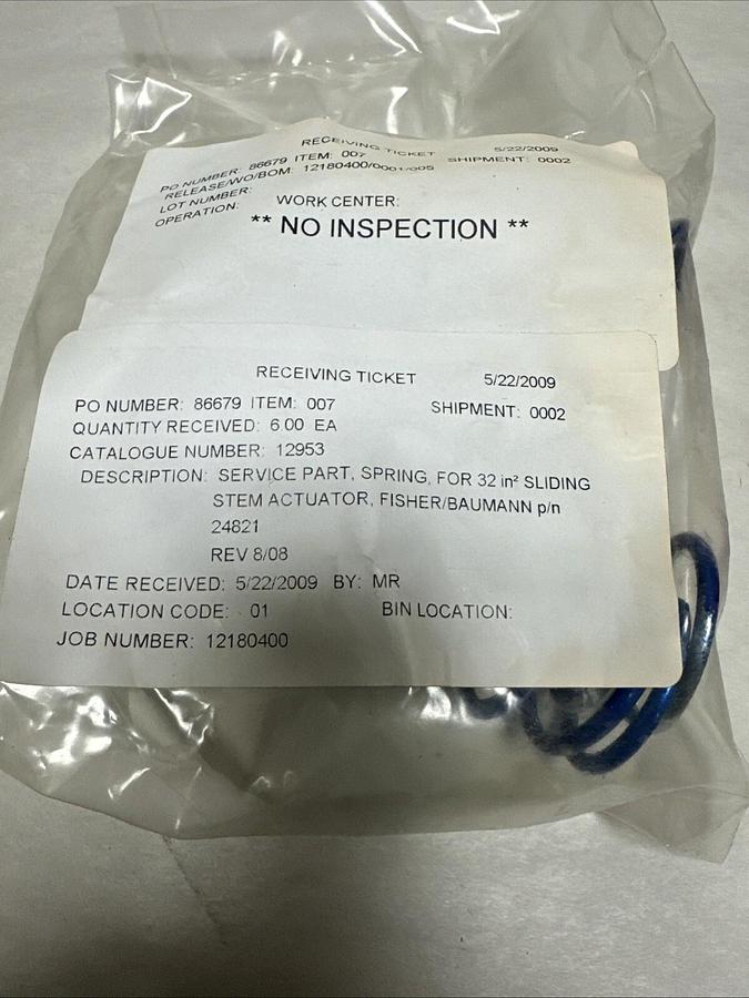 Used Fisher,24821,Actuator Spring 3/4" LOT of 5