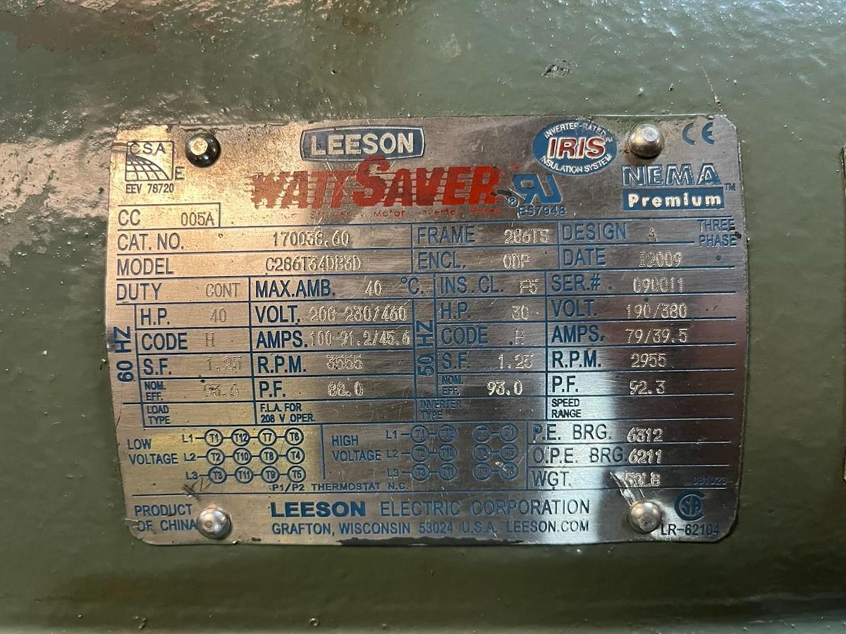 Used LEESON,170038.60,WATTSAVER MOTOR 40HP 3555RPM 286TS 3PH ODP