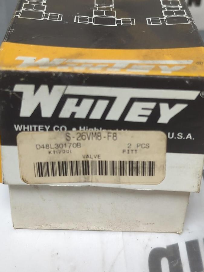 WHITEY,S-26VM8-F8,NEEDLE CONTROL VALVE (2-PC. BOX) 6000 PSI NEW
