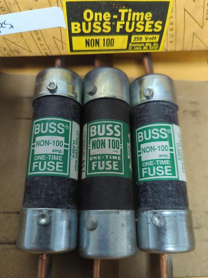 COOPER BUSSMANN,NON-100,ONE-TIME 100AMP FUSE LOT OF 3 NOS