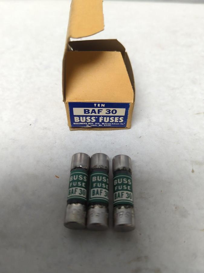 COOPER BUSSMANN,BAF 30,BUSS 30 AMP FUSE LOT OF 3 NOS