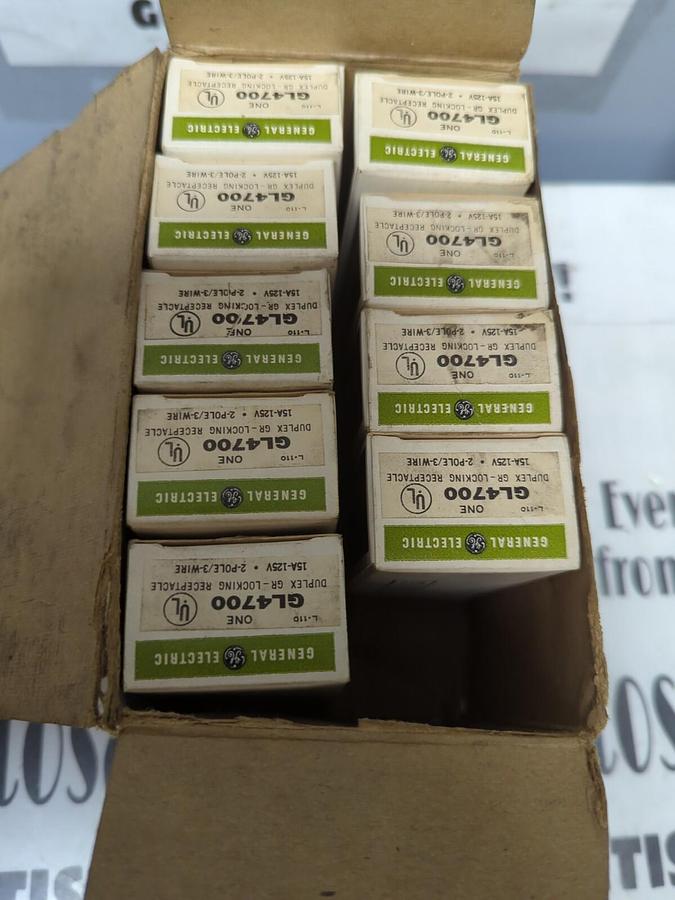 G.E.,GL4700,DUPLEX RECEPTACLE 15A-125V 2-POLE 3 WIRE BOX OF 9 NOS