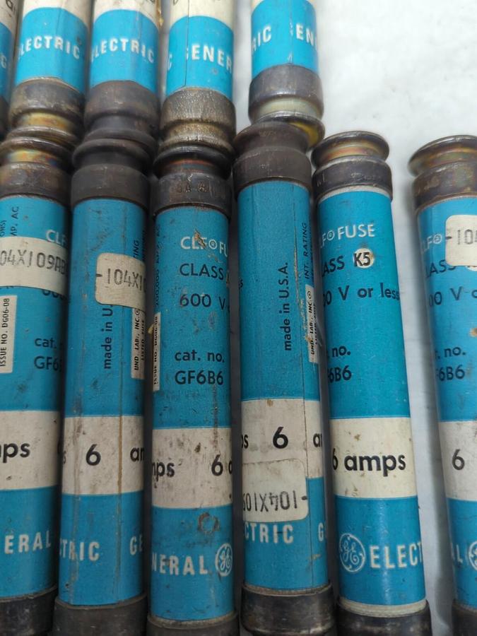 Used GENERAL ELECTRIC,GF6B6,CLASS K5 FUSE 6 AMP LOT OF 12 PRE-OWNED