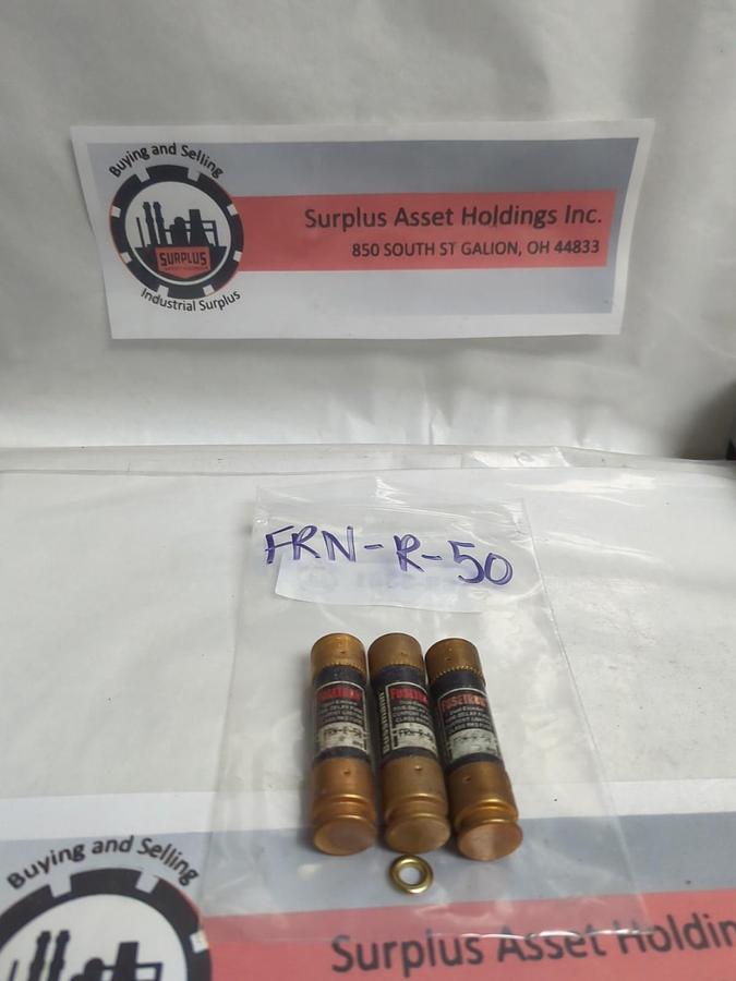 Used COOPER BUSSMANN,FRN-R-50,FUSETRON 50 AMP FUSE LOT OF 3 PRE-OWNED