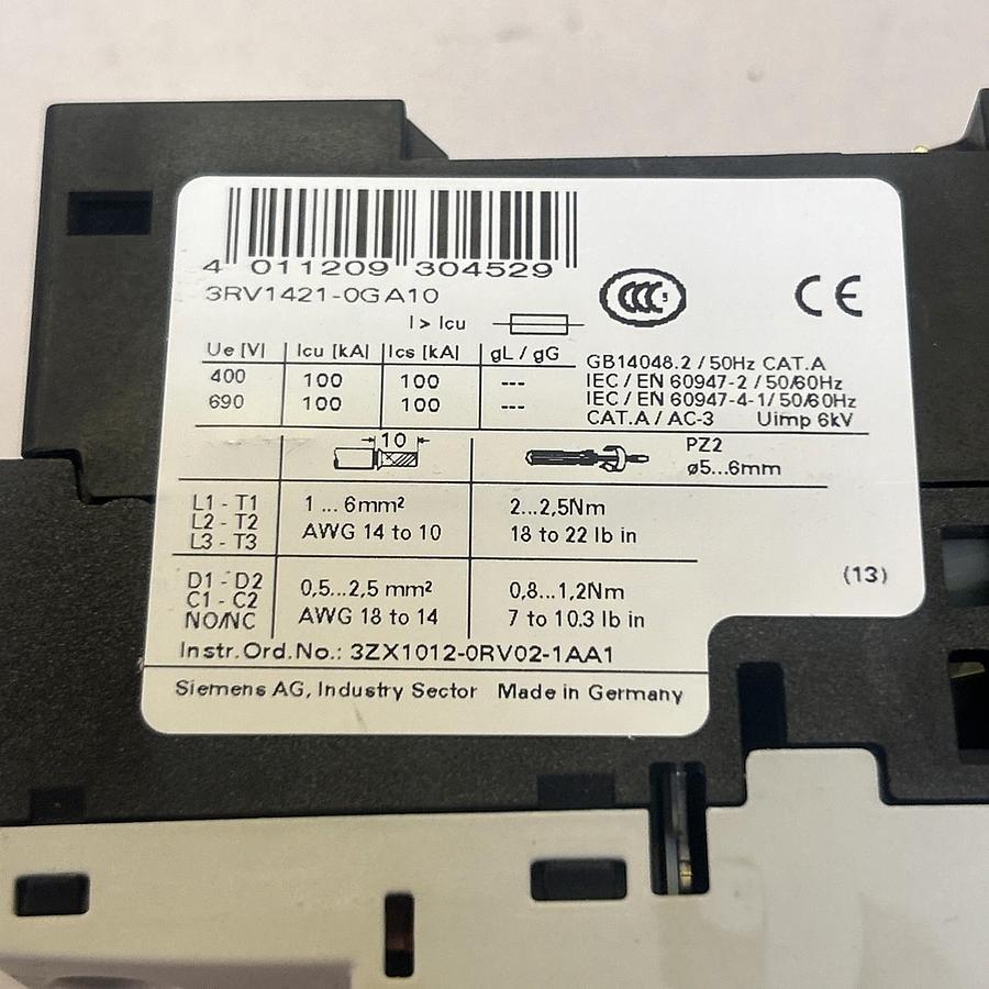Used SIEMENS,3RV1421-0GA10,MOTOR STARTER