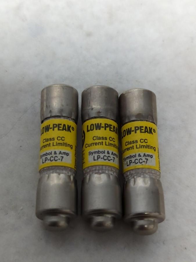 COOPER BUSSMANN,LP-CC-7,LOW-PEAK 7 AMP FUSE LOT OF 3 NOS