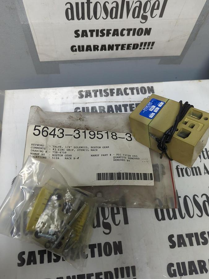 BOSTON GEAR,PD1 73728-C93,VALVE 1/4 INCH SOLENOID NOS