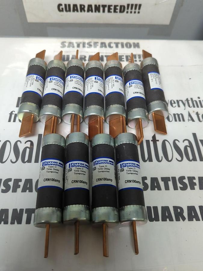 FERRAZ SHAWMUT,CRN-100,TYPE D FUSE 100 AMP LOT OF 11 NOS