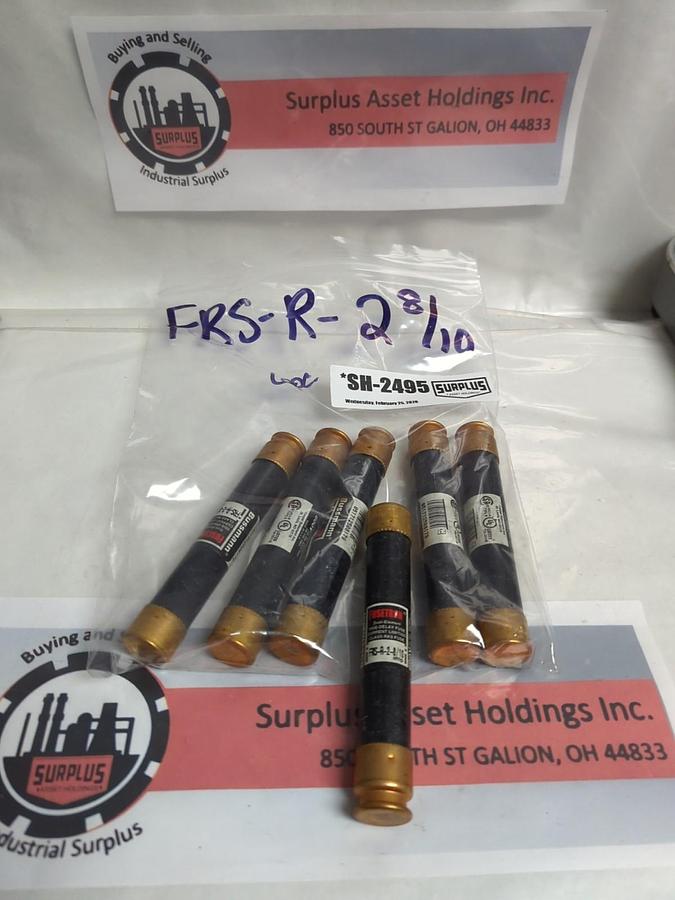 Used COOPER BUSSMANN,FRS-R-2-8/10,FUSETRON 2-8/10 AMP FUSE LOT OF 6 PRE-OWNED