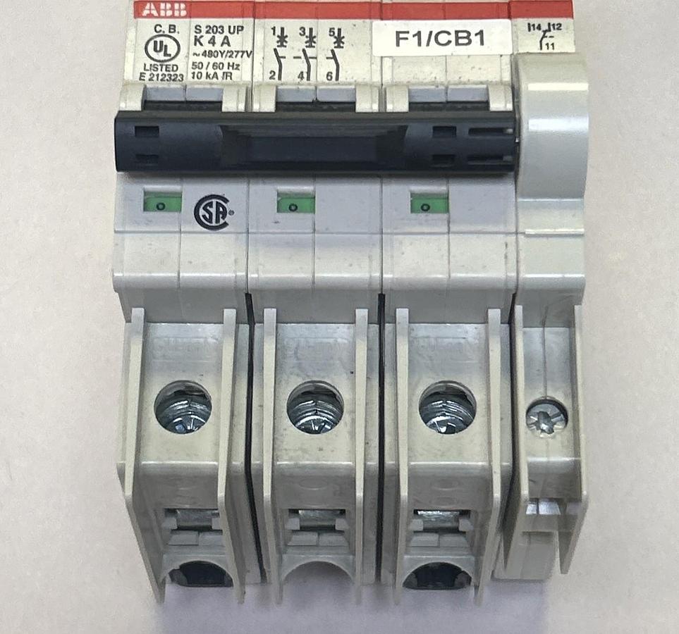 Used ABB,S203UP-K,CIRCUIT BREAKER 4A 480Y/277V 3P