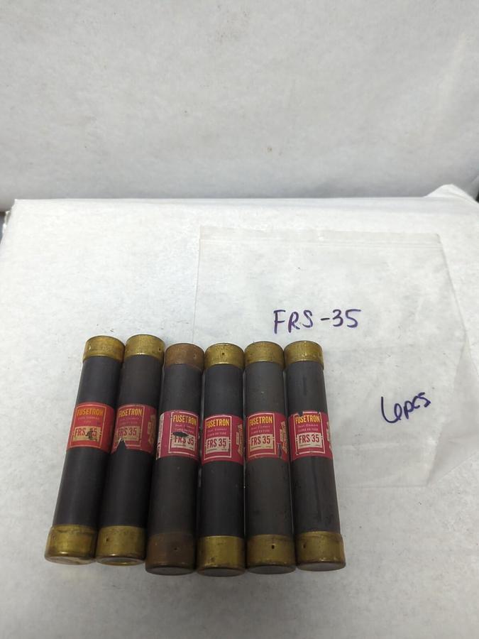 Used COOPER BUSSMANN,FRS-35,FUSETRON 35 AMP FUSE LOT OF 6 PRE-OWNED