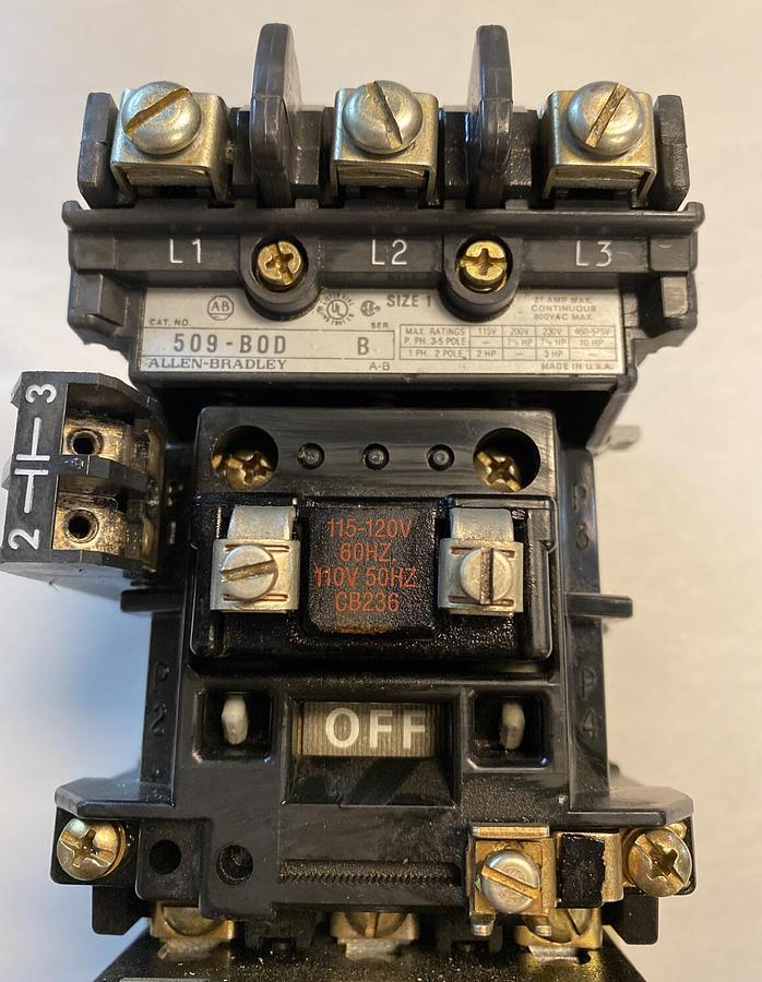 Used Allen-Bradley,509-BOD,Series B Size 1 Motor Starter 27AMP 600V 3 Pole