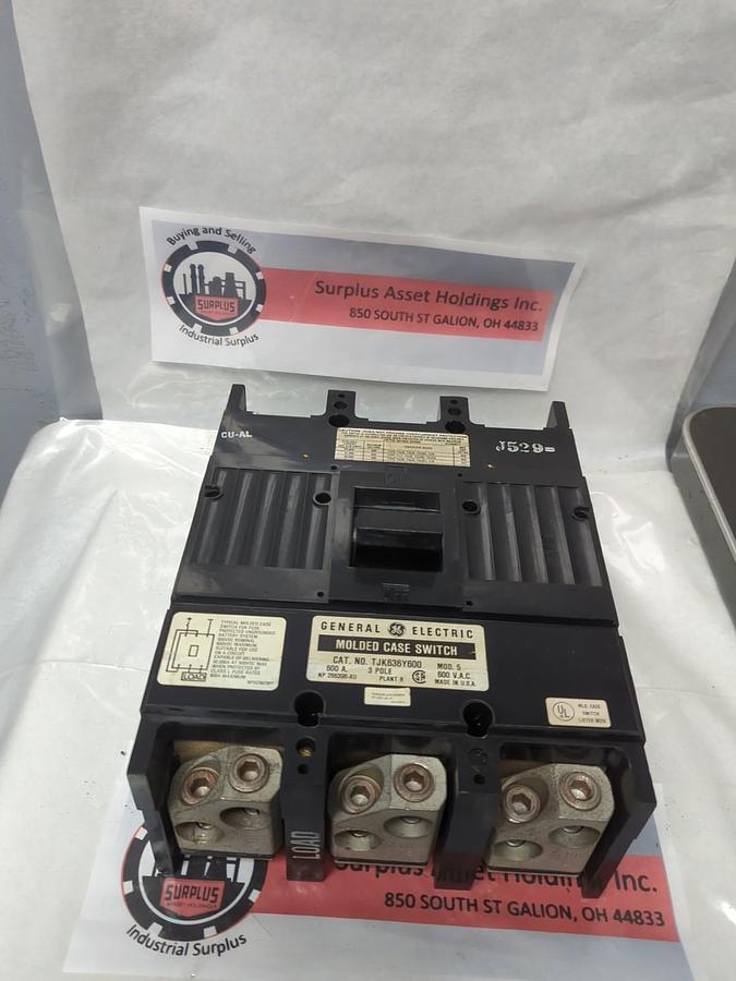 Used GE,TJK636Y600,3-POLE CIRCUIT BREAKER 600A 600VAC J529 PRE-OWNED