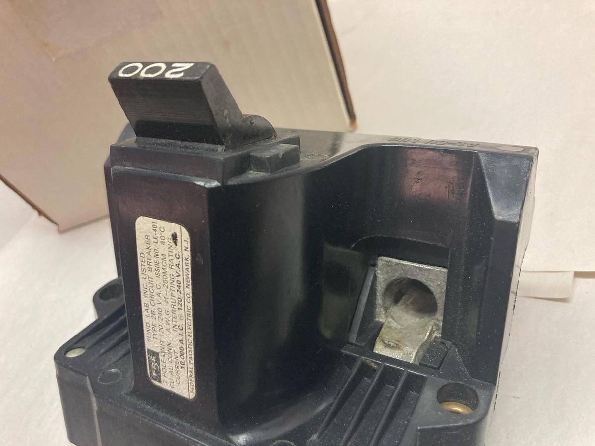 Used Federal Pacific,Type 2B125A,AL-CU Lug 2-Pole Main Circuit Breaker 120/240Vac