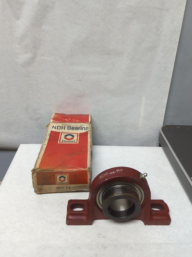 NDH DELCO,RPE-1-3/4,PILLOW BLOCK BEARING 1-3/4 INCH BORE NOS